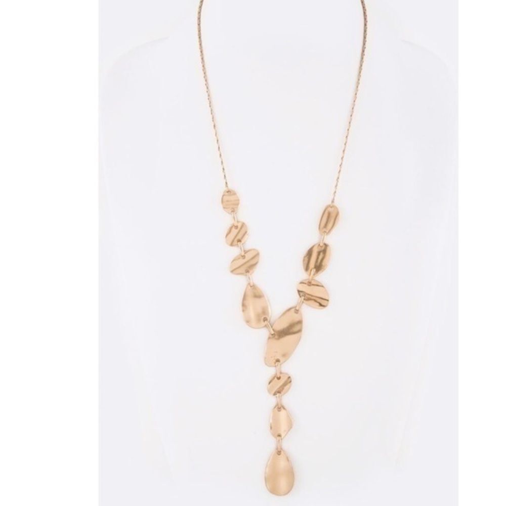 Hammered Plates Pendant Drop Necklace